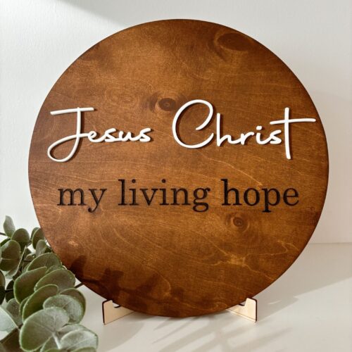 Bord 3d letters Jezus Christus my living hope Christelijke cadeaus Geloof Christelijk Hout