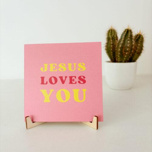 Bron van Hout Kaartje Bordjes van Licht Christelijk Jesus Loves You Christelijke cadeaus Geloof Christelijk Hout