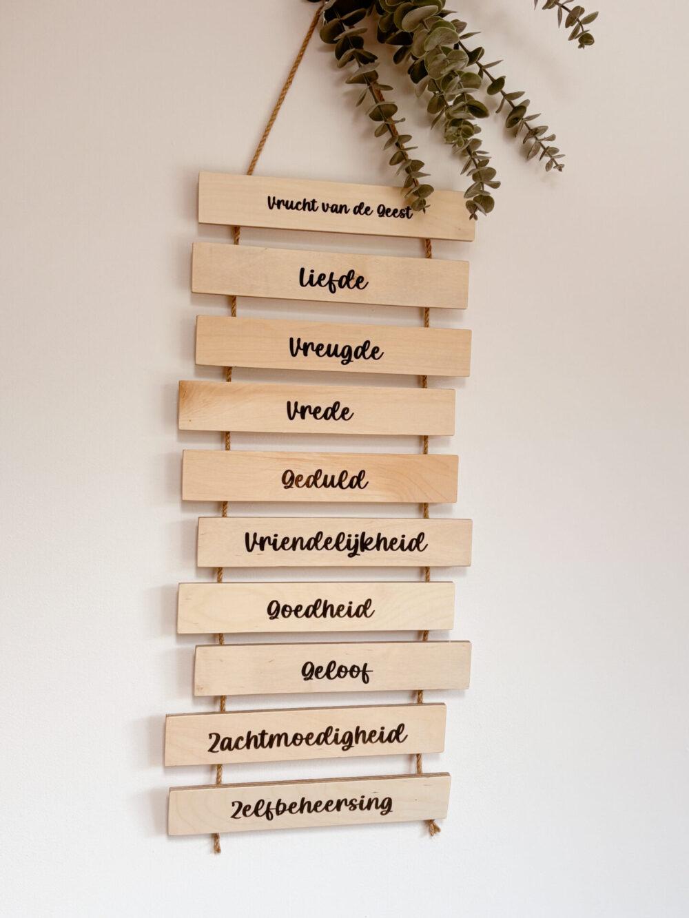 Touwladder Christelijk Vruchten van de Geest Geloof Christelijke cadeaus Geloof Christelijk Hout