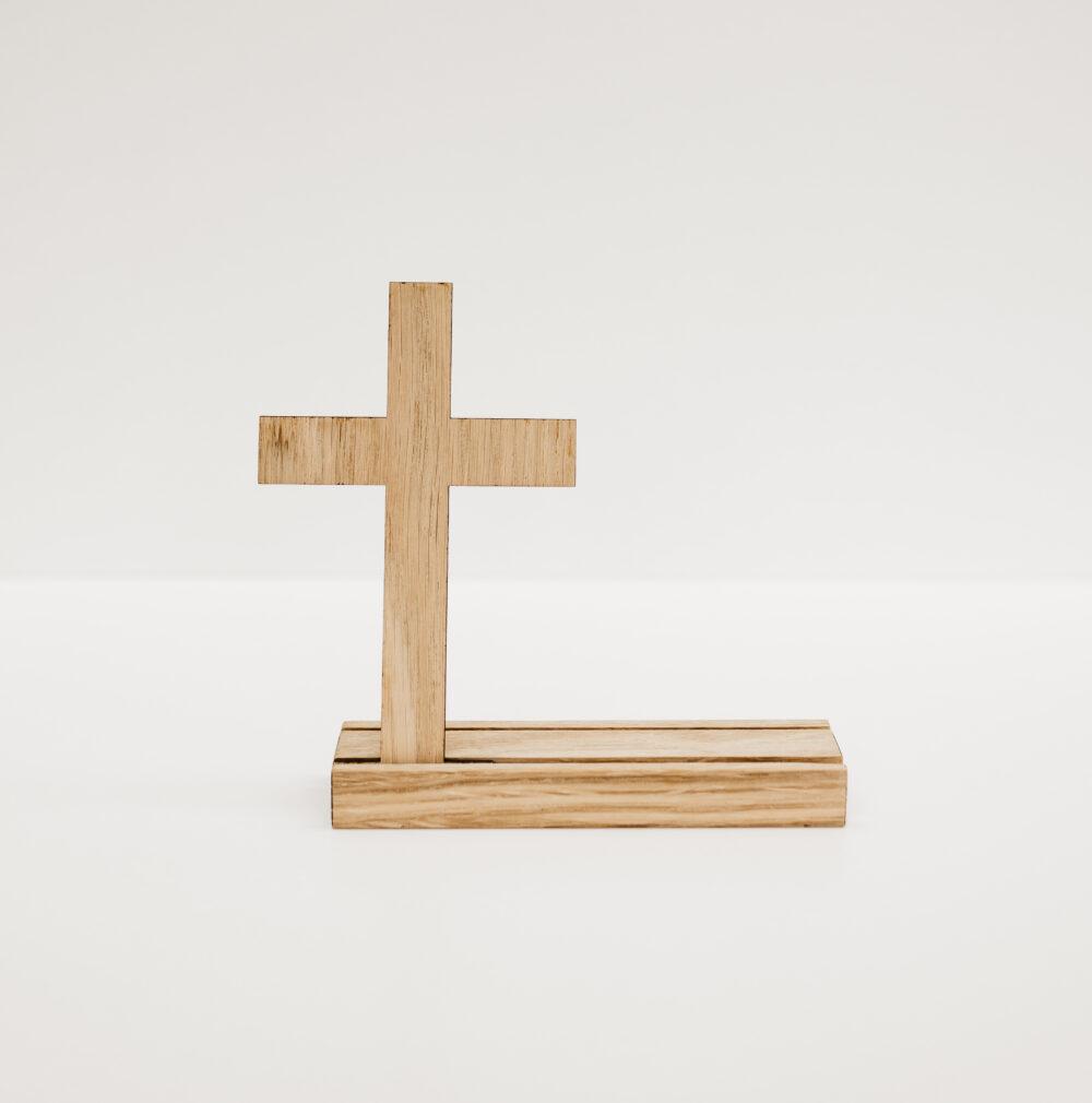 Standaard met kruis eikenhout Christelijke cadeaus Geloof Christelijk Hout