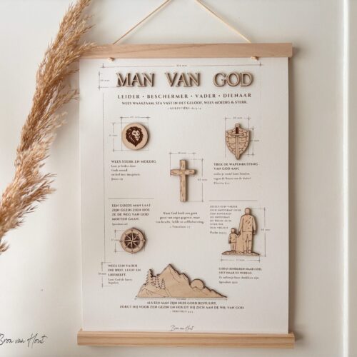 Man van God Christelijk Poster Hout Christelijke Cadeaus Geloof