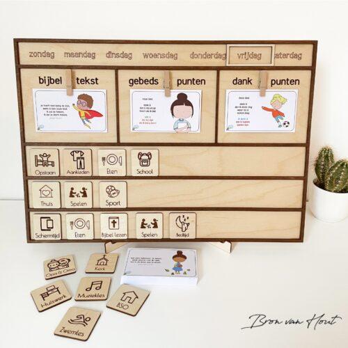 Kinderkaarten gebed planbord christelijk hout Wonderwolk Kleinlichtje.nl Christelijke cadeaus Geloof Christelijk Hout