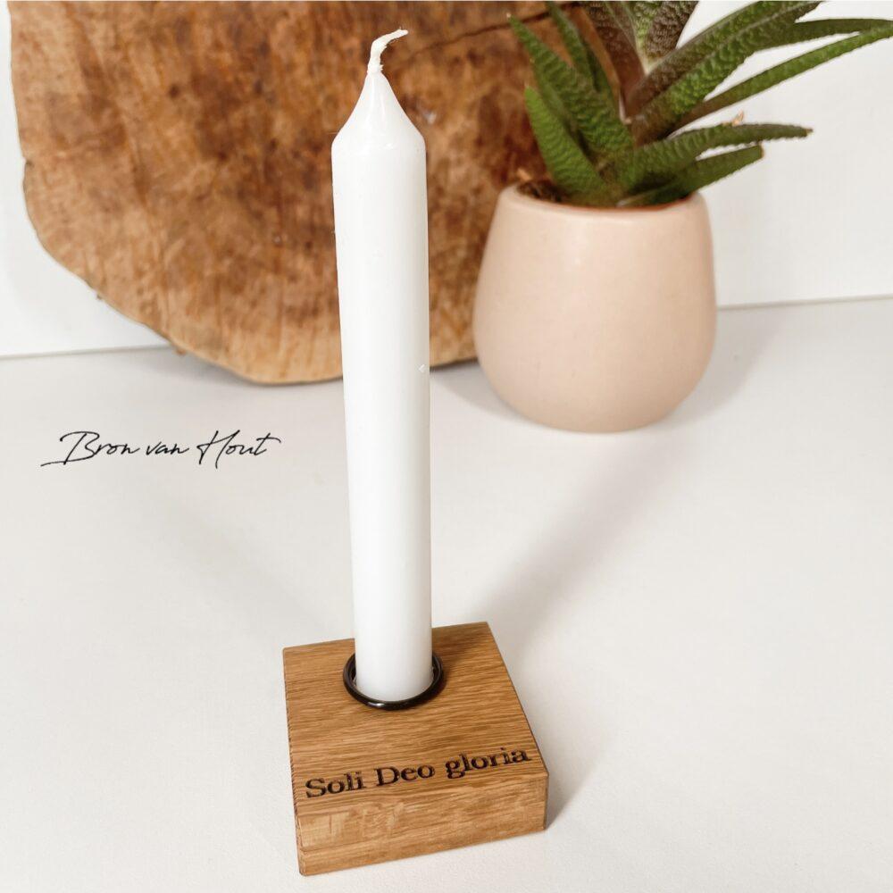 Kaarsenstandaard geloof Christelijk Soli Deo Gloria Christelijke cadeaus Geloof Christelijk Hout