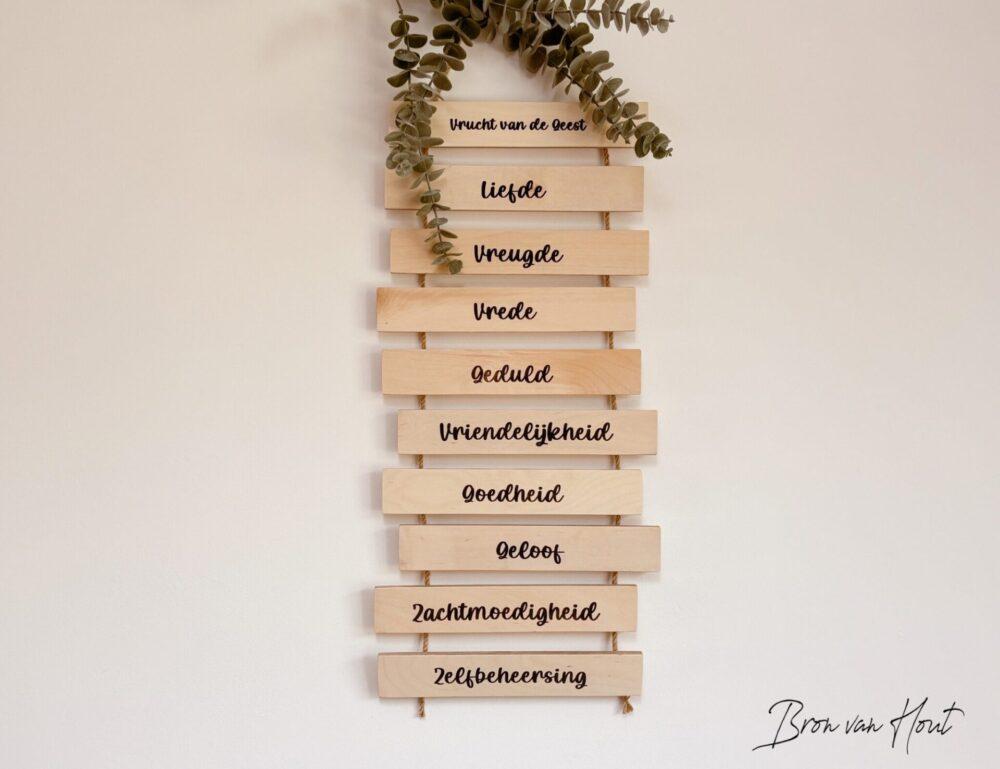 Touwladder Christelijk Vruchten van de Geest Geloof Christelijke cadeaus Geloof Christelijk Hout